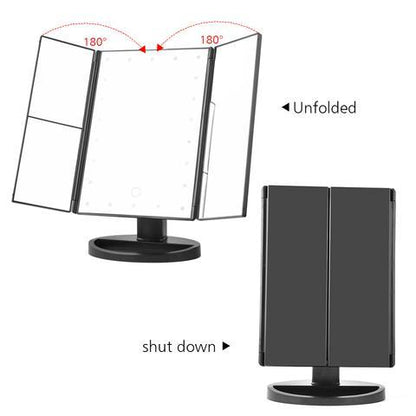 Compact Three-Sided Foldable Beauty Mirror