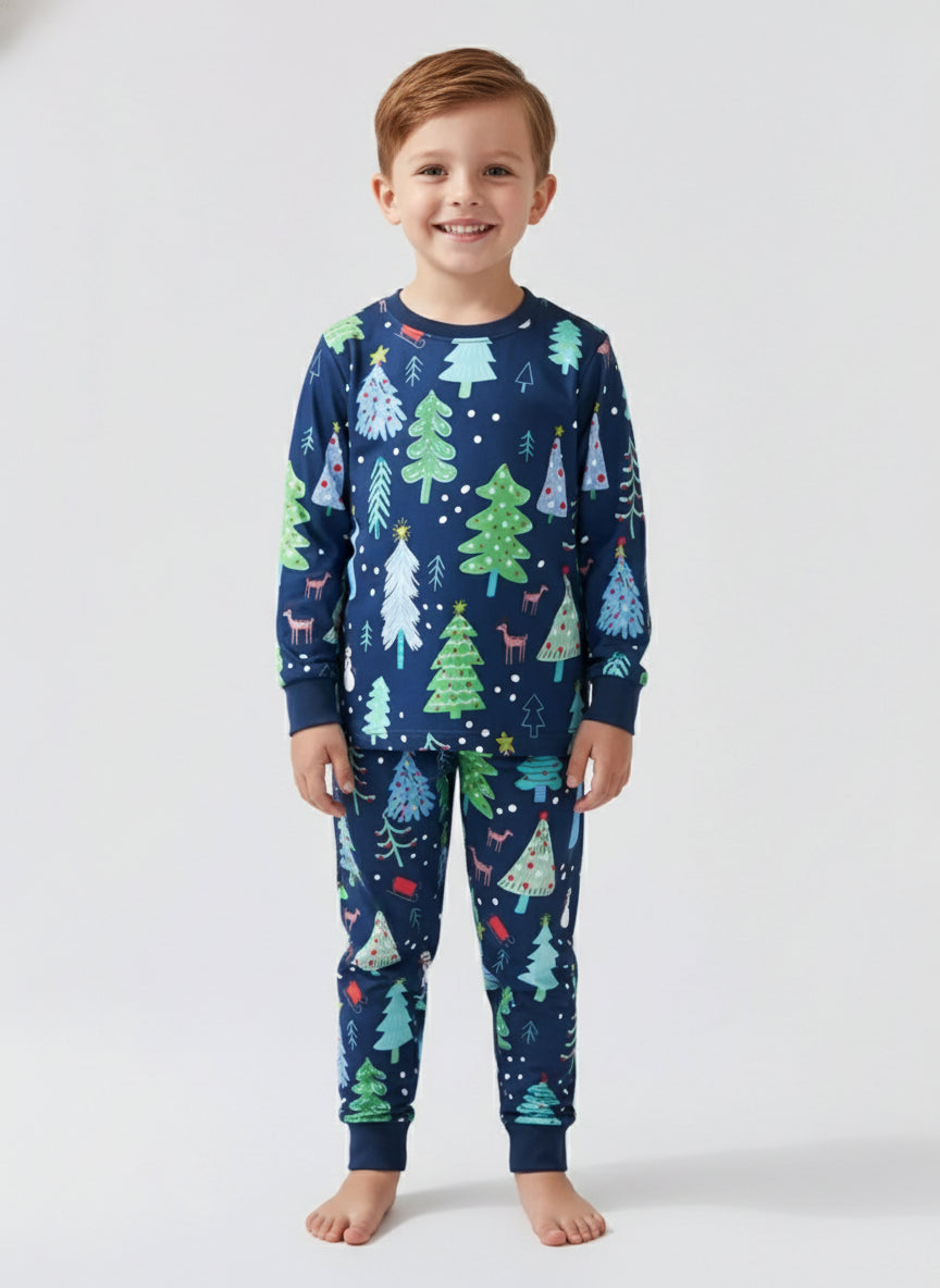 Rainbow Rascals Children's Christmas Tree Pajamas 2pcs set