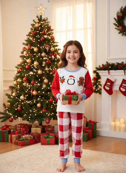 Children's Christmas Plaid Pajama 2pcs set