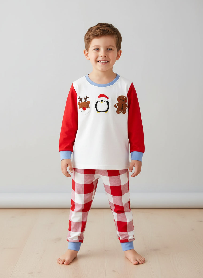 Children's Christmas Plaid Pajama 2pcs set