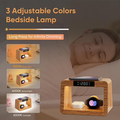 Multifunctional Bamboo Wireless Charger
