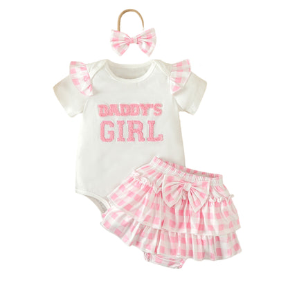 Daddy's Girl Plaid Outfit 3pcs set