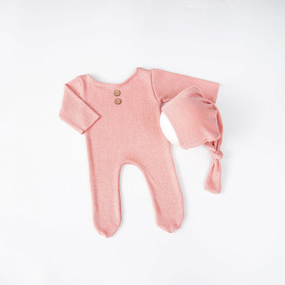Newborn 1st Pic Knitted Jumpsuit 2-Piece Set