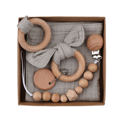 Baby Muslin Wooden Gift Sets