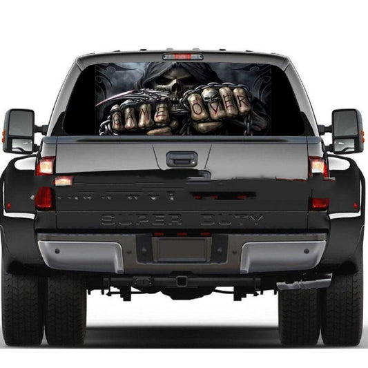 Game Over Skull Fist Rear Window Decal