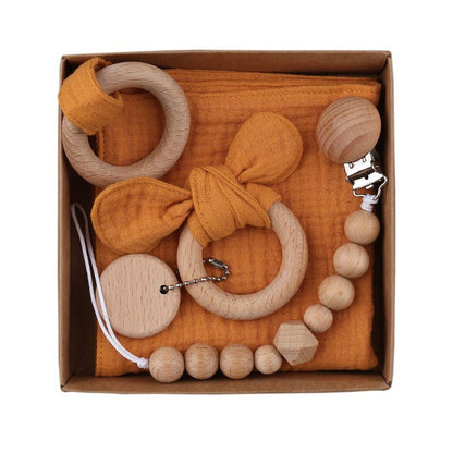 Baby Muslin Wooden Gift Sets