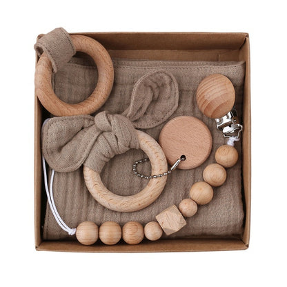 Baby Muslin Wooden Gift Sets