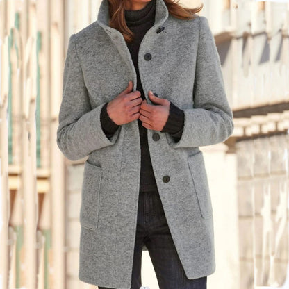 Women's Stand Collar Woolen Coat