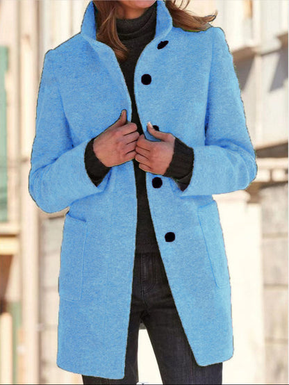Women's Stand Collar Woolen Coat