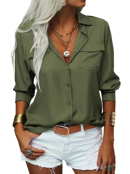 Women's Chiffon Button Down Blouse