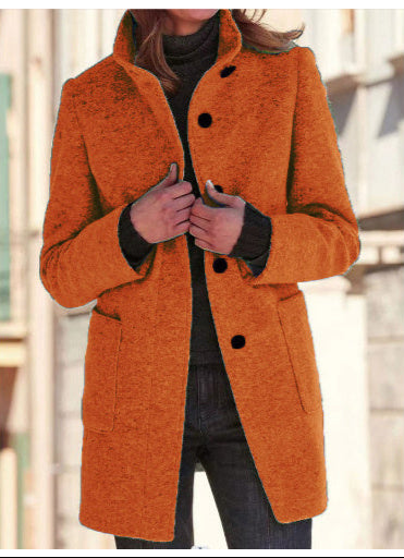Women's Stand Collar Woolen Coat
