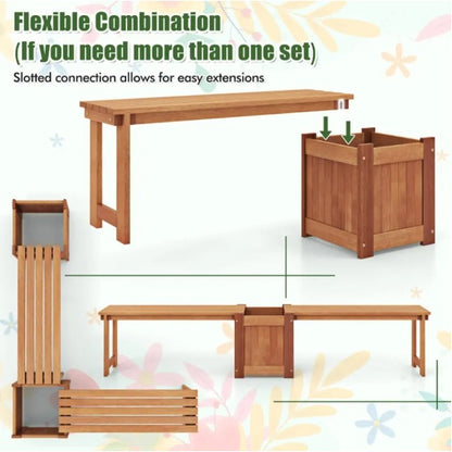 Wooden Planter Box Bench