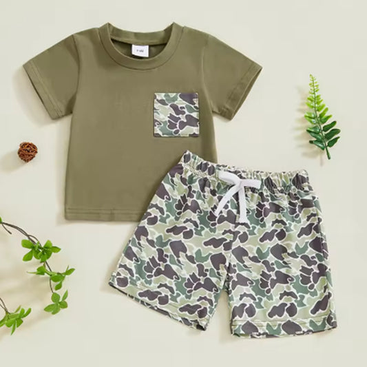 Boy's Old School Camo Outfit 2pcs set