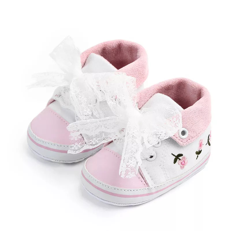 Baby Girl Floral Embroidered High Tops