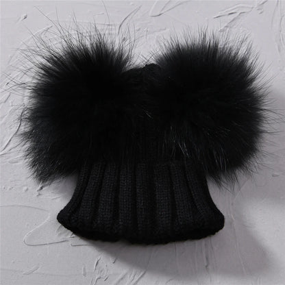 Children's Double Pom Pom Knit Hat