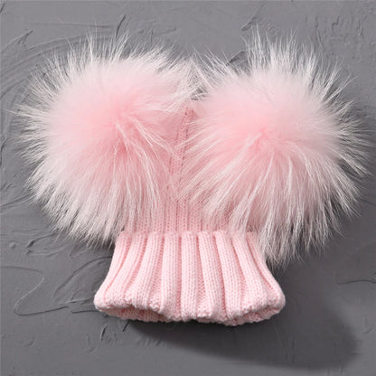 Children's Double Pom Pom Knit Hat