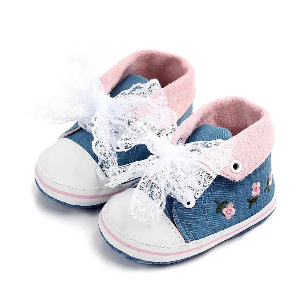 Baby Girl Floral Embroidered High Tops