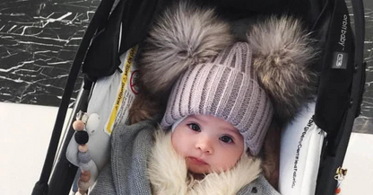 Children's Double Pom Pom Knit Hat