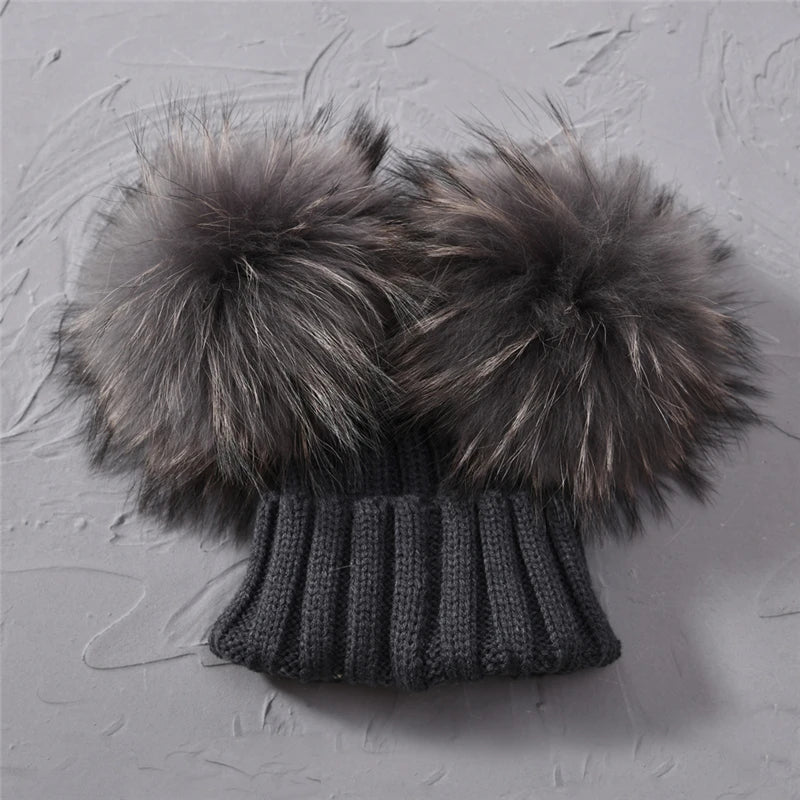 Children's Double Pom Pom Knit Hat