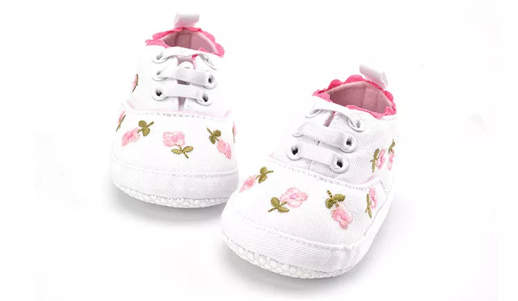Baby Girl Floral Embroidered Shoes