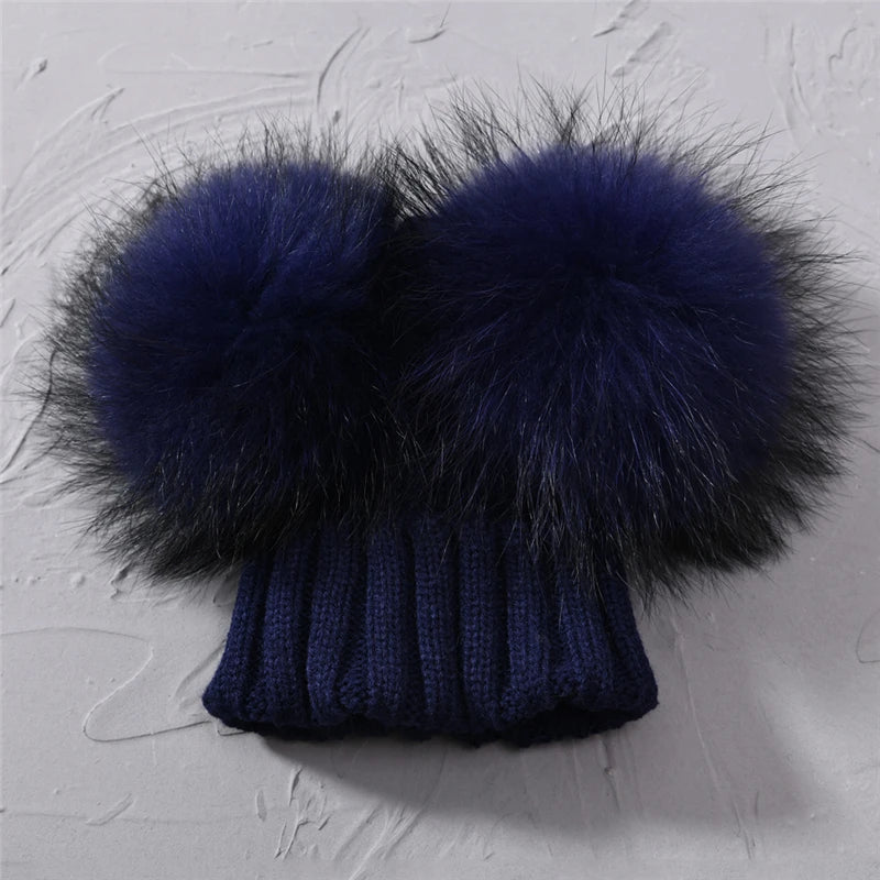 Children's Double Pom Pom Knit Hat