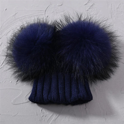 Children's Double Pom Pom Knit Hat