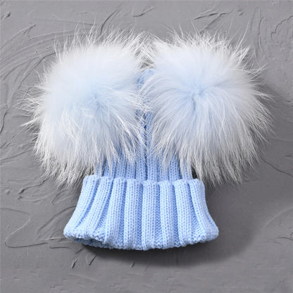 Children's Double Pom Pom Knit Hat
