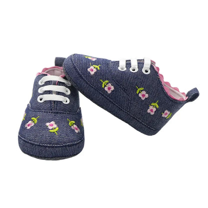 Baby Girl Floral Embroidered Shoes