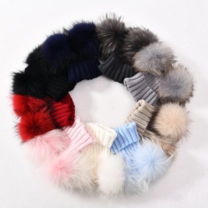 Children's Double Pom Pom Knit Hat