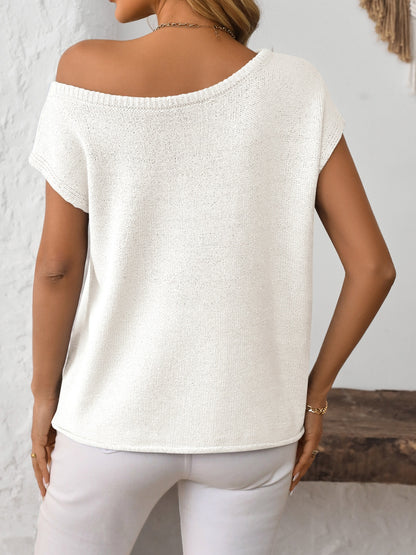 Mandy Boat Neck Sweater short sleeve knit top