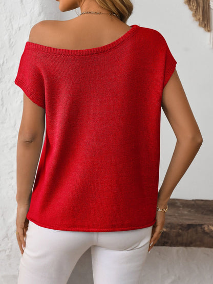 Mandy Boat Neck Sweater short sleeve knit top