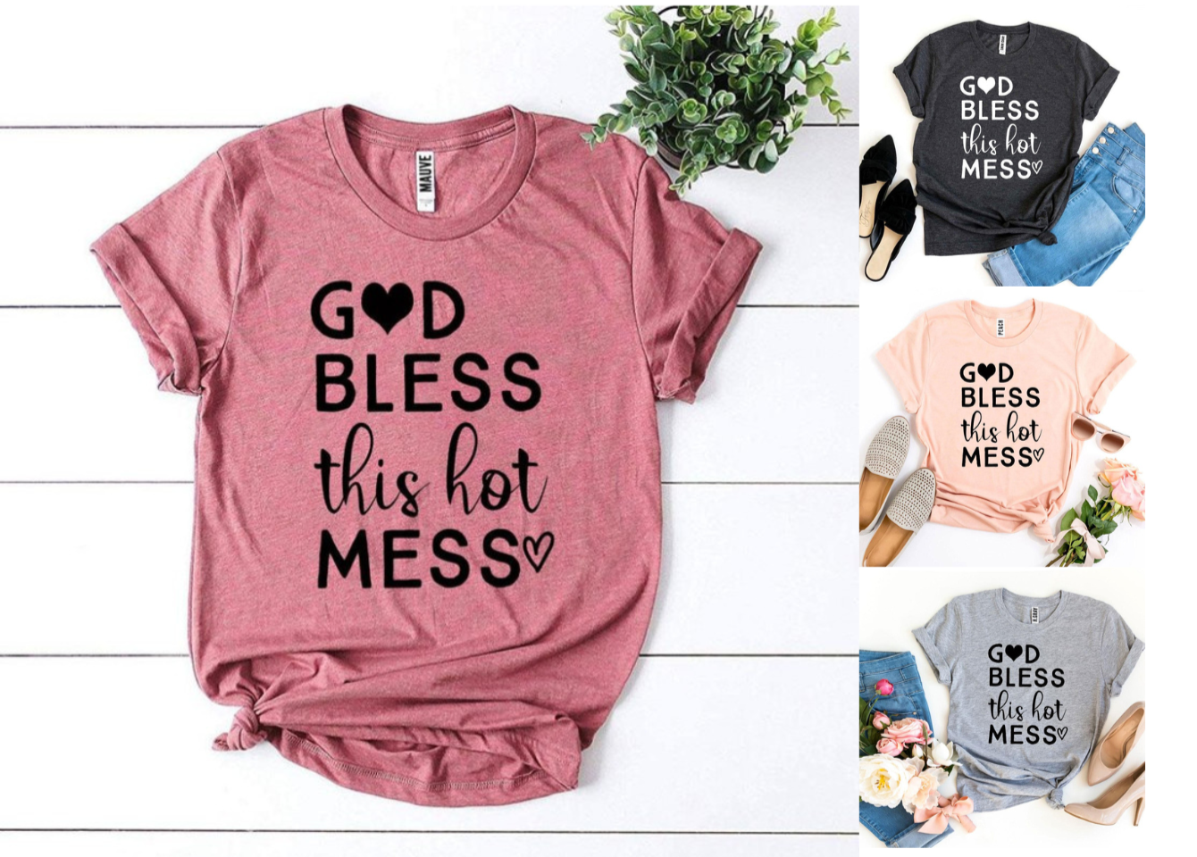 Women's God Bless This Hot Mess T-shirt