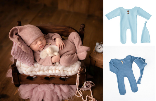 Newborn 1st Pic Knitted Jumpsuit 2-Piece Set