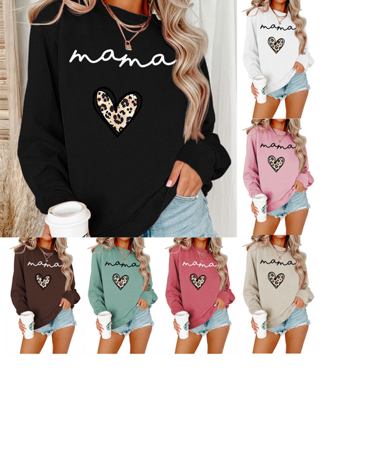 Mama Leopard Heart Sweatshirt