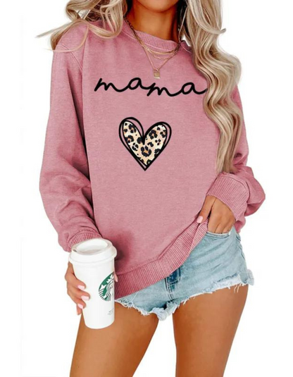 Mama Leopard Heart Sweatshirt