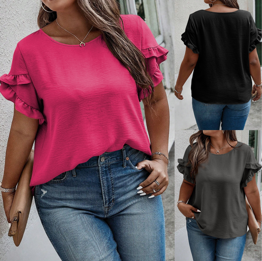 Women's Plus Size Ruffled Sleeve Blouse