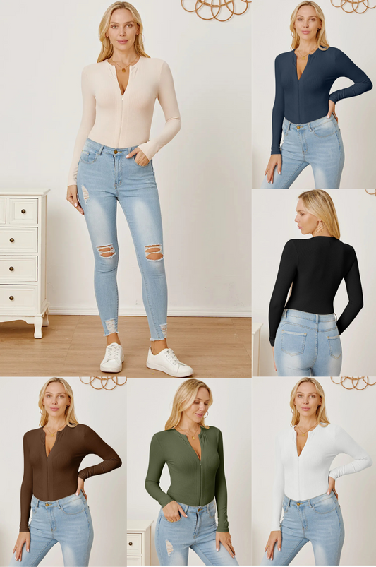 Women's Zip Up Bodysuit