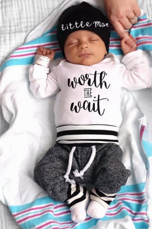Baby Boy Worth The Wait Outfit 3pc set