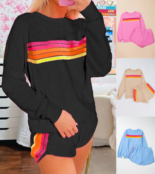 Women's Striped Lounge Outfit 2pcs set