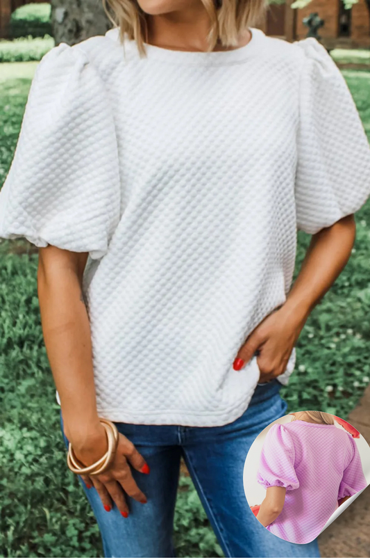 Women's Textured Puff Sleeve Blouse
