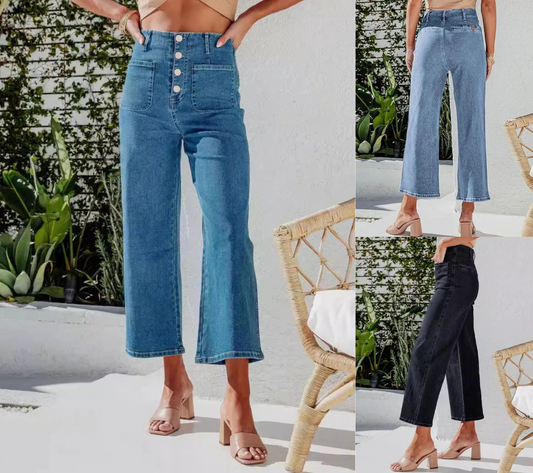 Women's Button Fly Denim Capris