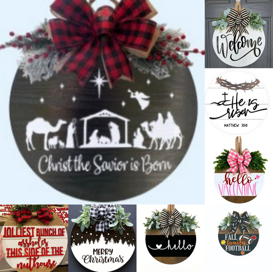 Seasonal Wooden Door Hanger