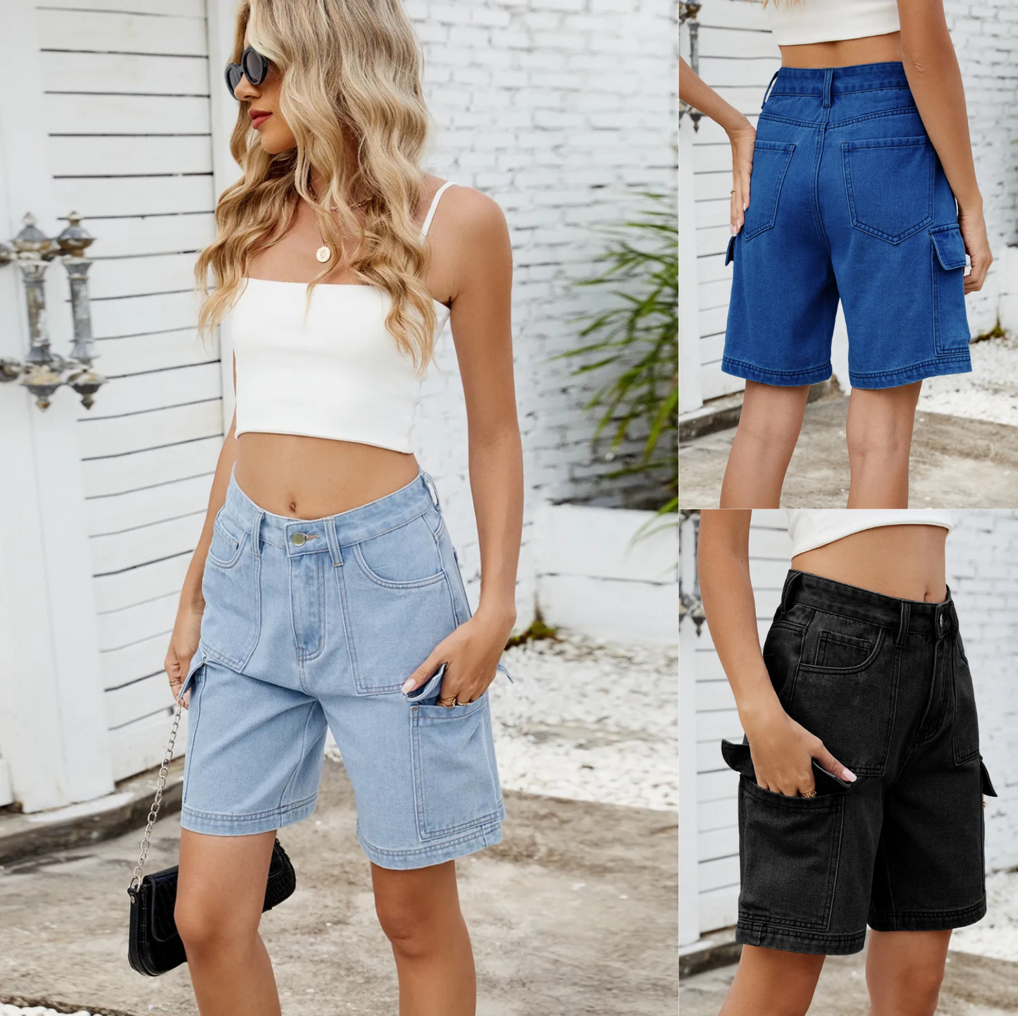 Women's Cargo Denim Shorts