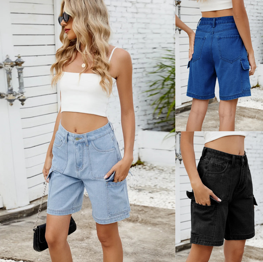 Women's Cargo Denim Shorts