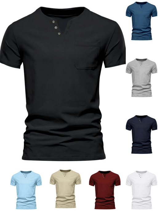 Men's Notched Henley Pocket Shirt