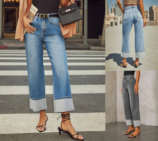 Women's Straight Leg Cuffed Capris Jeans