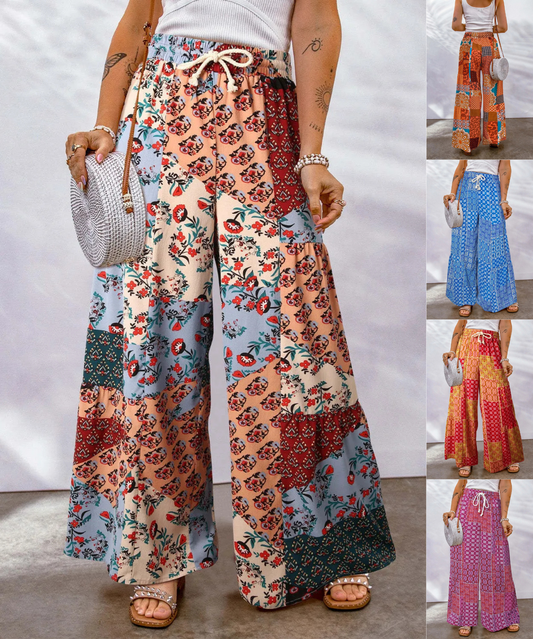 Women's Casual Printed Wide Leg Pants