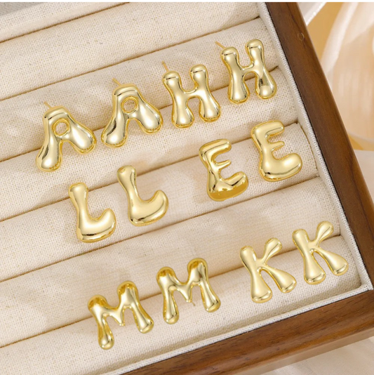 Claudia's Bubble Letter Stud Earrings A-M