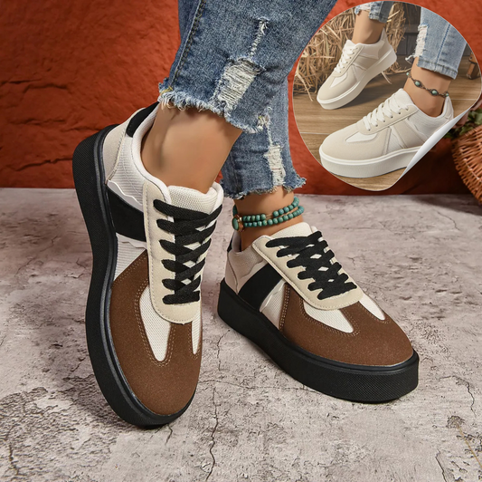 Women's Contrast Leather Sneakers