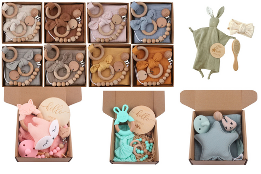 Baby Muslin Wooden Gift Sets